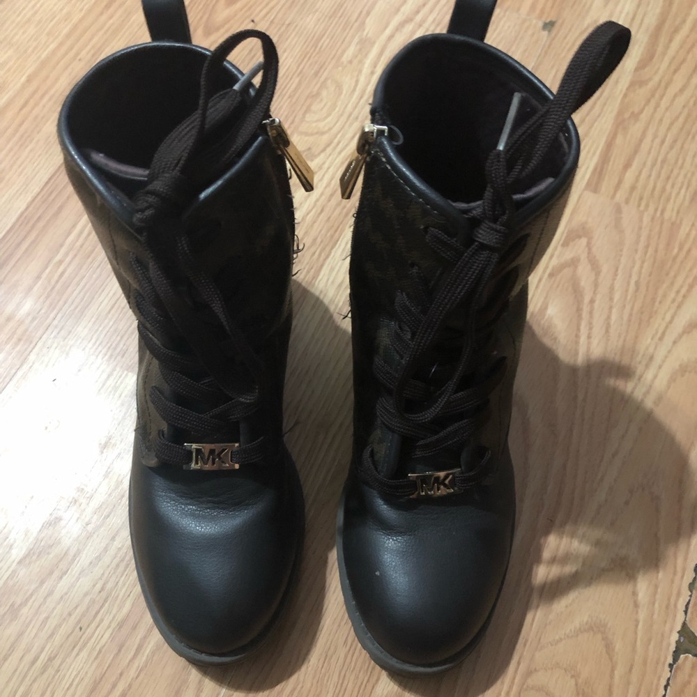 Michael Kors Black and Brown Combat Boots